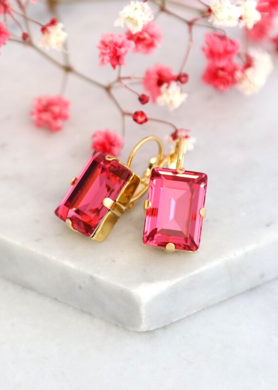 Drop earrings pink sale