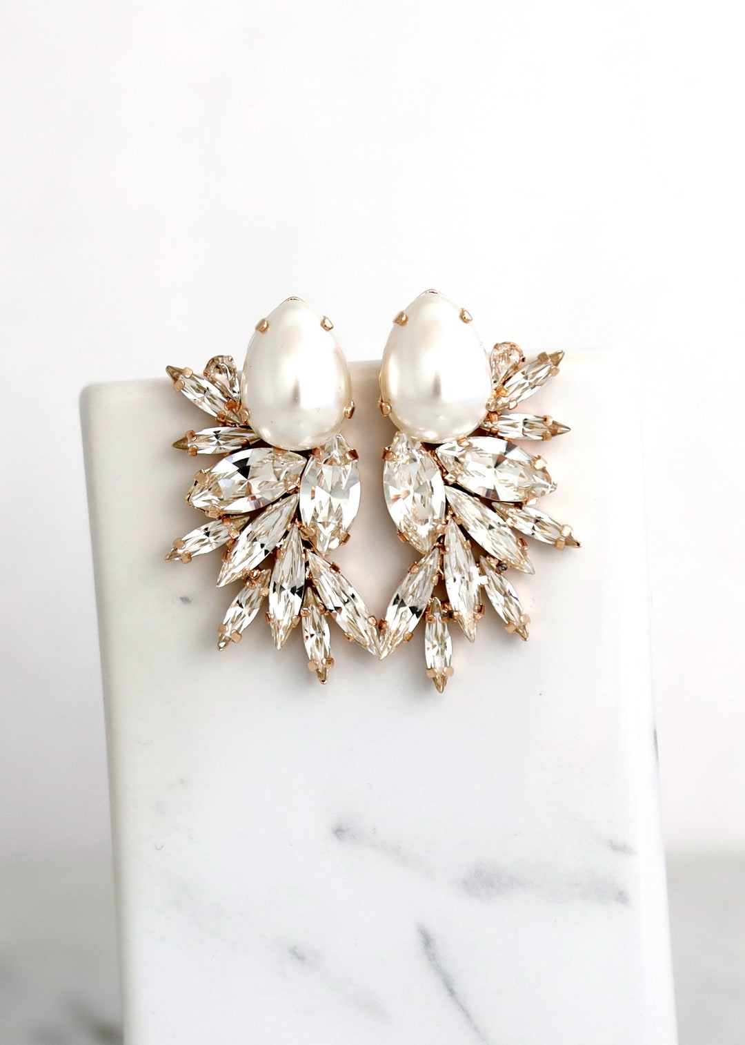 Large Statement Earrings - Pearl main image 0