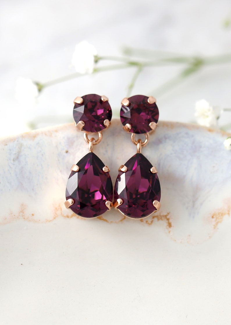 Mulberry Crystal Chandelier Earrings, Bridal Plum Purple Chandelier Earrings, Bridesmaids Earrings, Drop Earrings, Gift For Her image 5