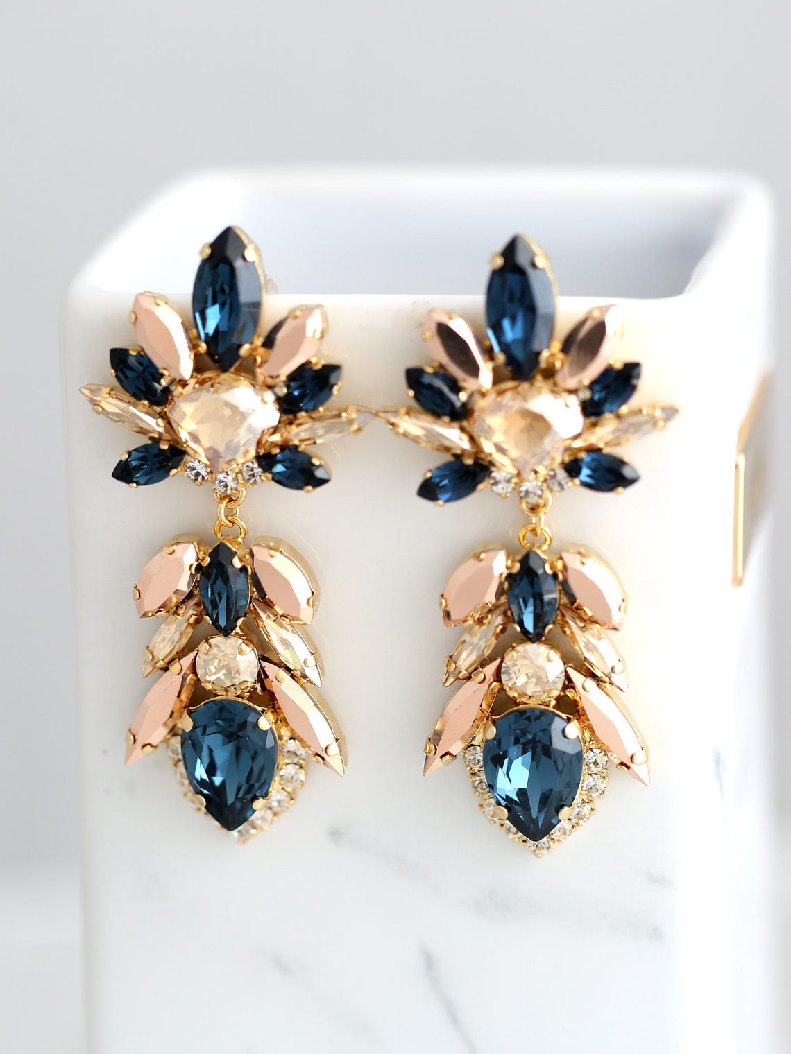 Blue Navy Earrings Bridal Blue Navy Earrings Dark Blue | Etsy