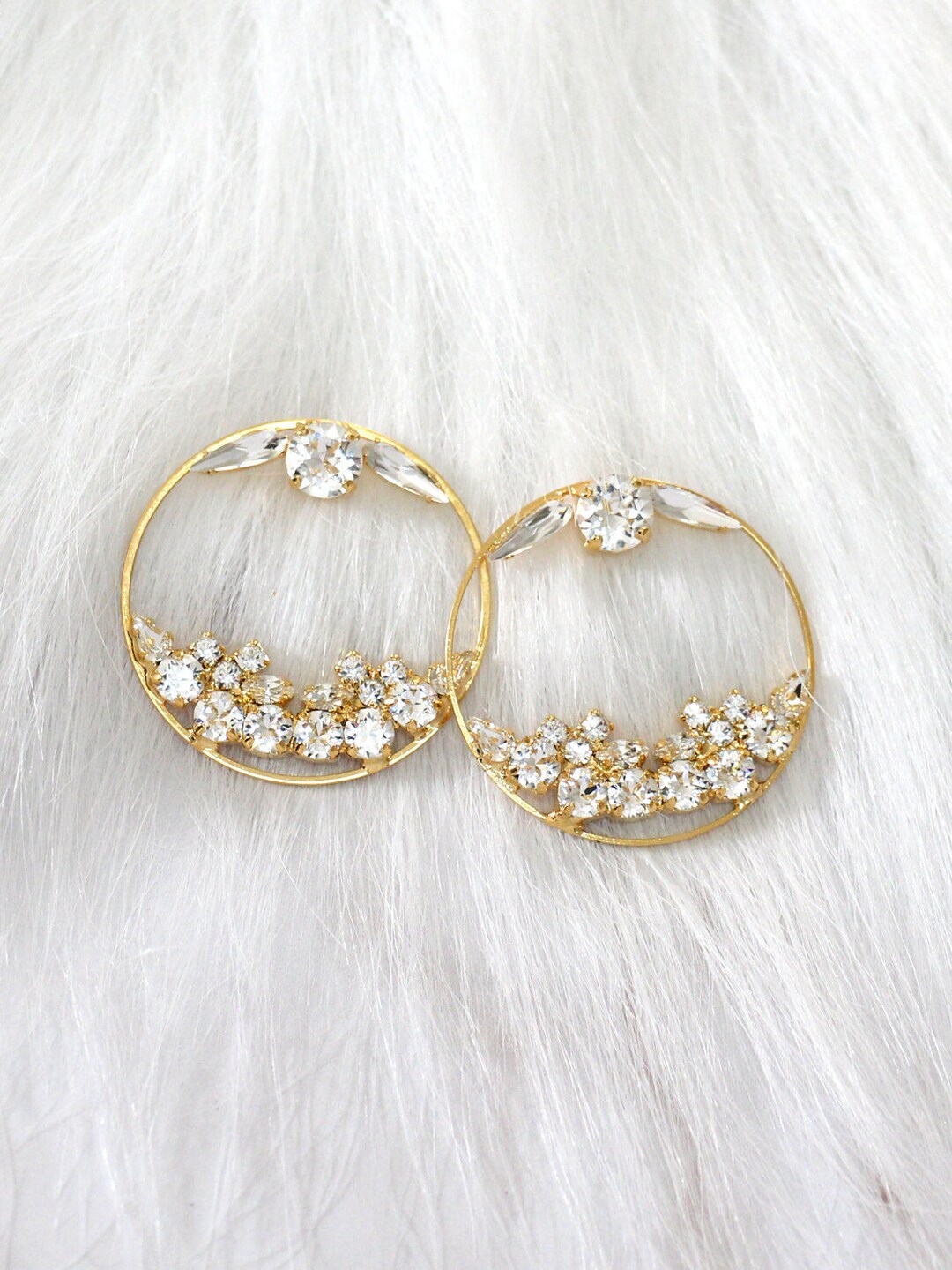 Hoop Earrings Bridal Hoop Earrings White Clear Crystal - Etsy
