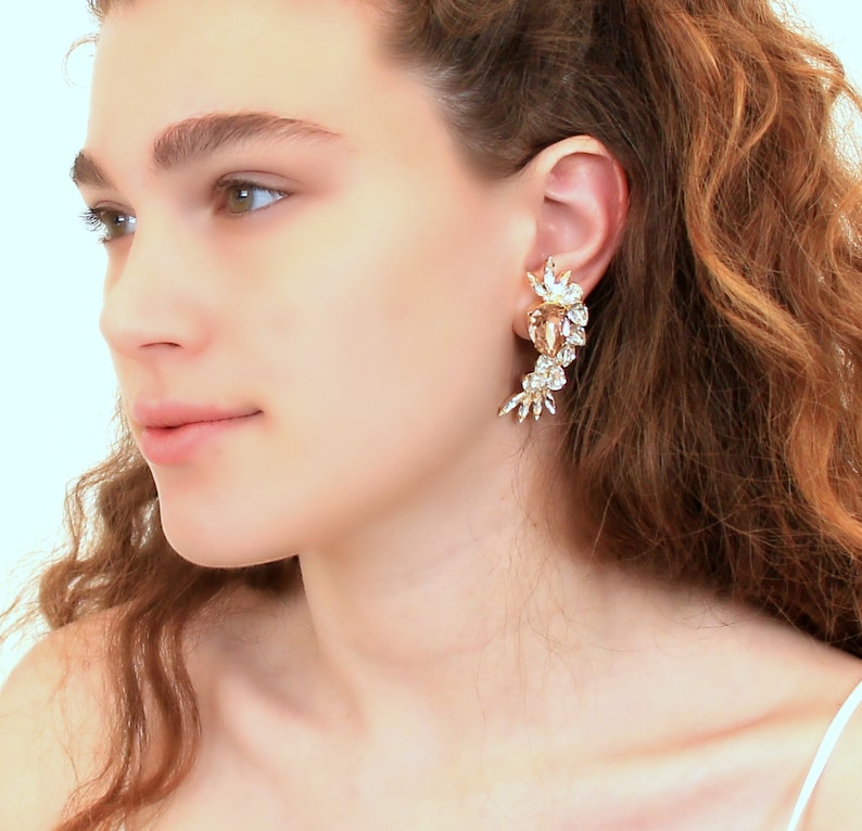 Bridal Earrings Blue Statement Earrings Aquamarine Etsy