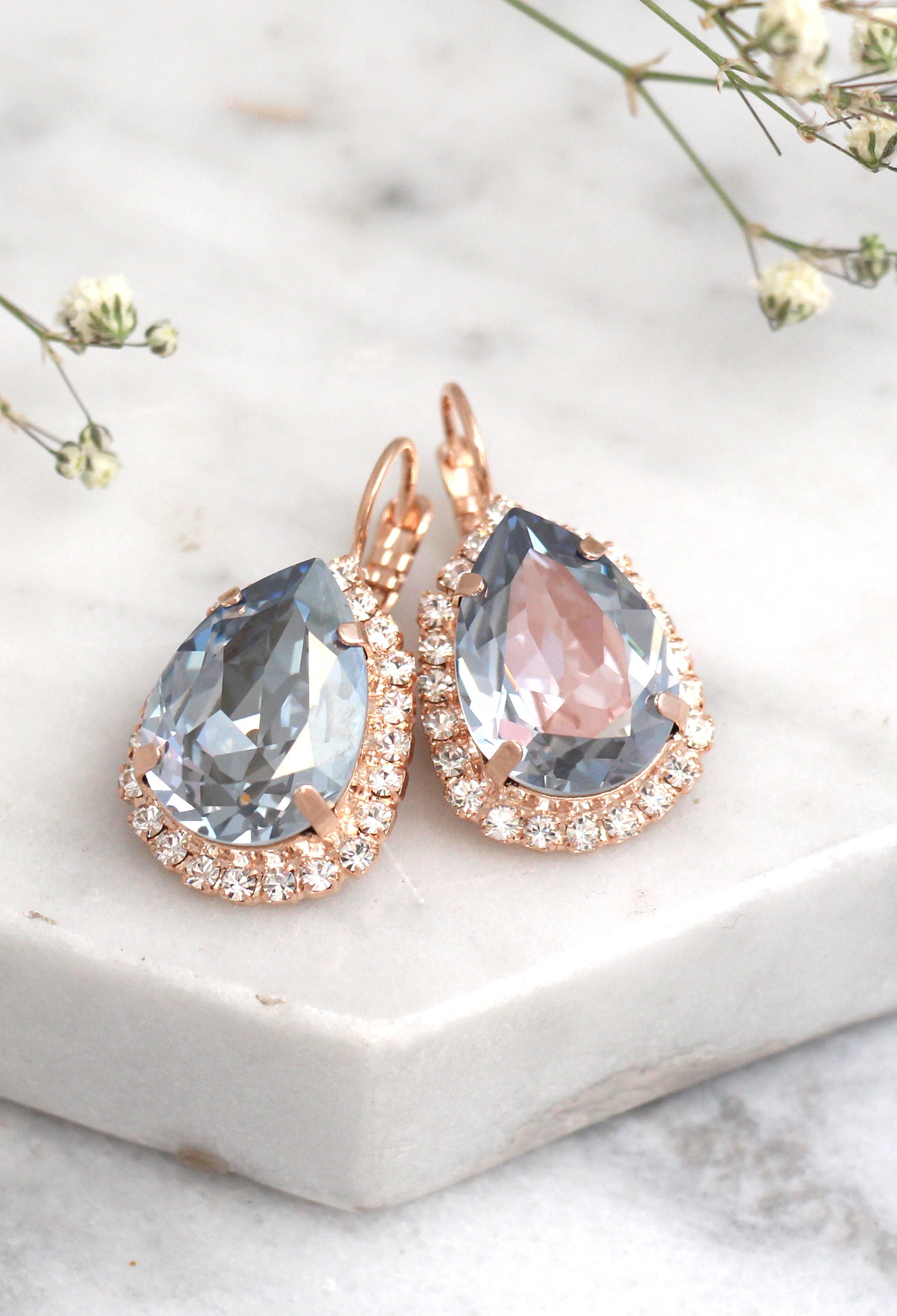 Dusty Blue Earrings Bridal Blue Earrings Blue Drop Earrings Etsy