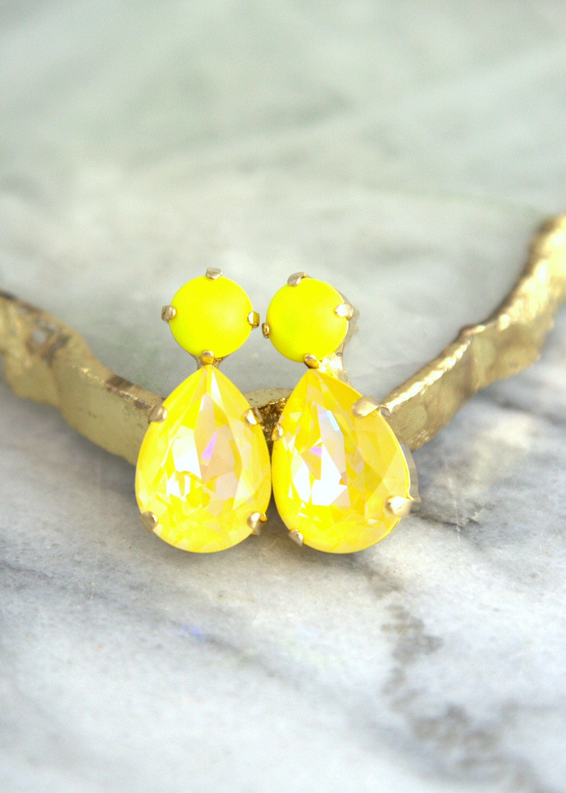 Yellow Earrings Neon Yellow Earrings Trending Jewelry Etsy
