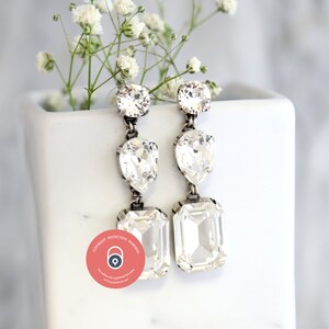 BRIDAL LONG EARRINGS, Bridal Chandelier Earrings, Crystal Long Chandelier Earrings, Bridal Earrings, Bridal Dangle Earrings, Bridal Jewelry image 3