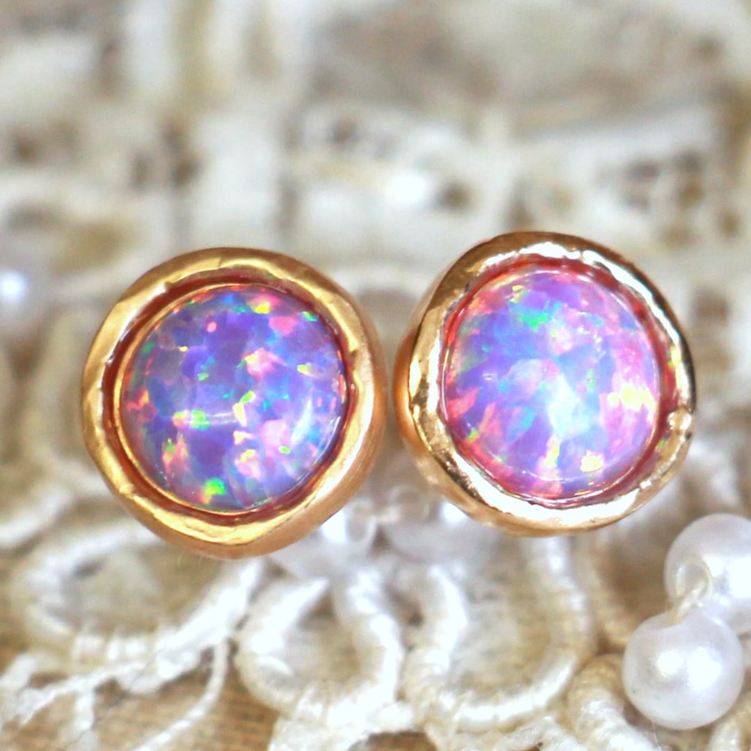 Opal Earringsopal Studsgift for Hertiny Earringsgold Opal - Etsy