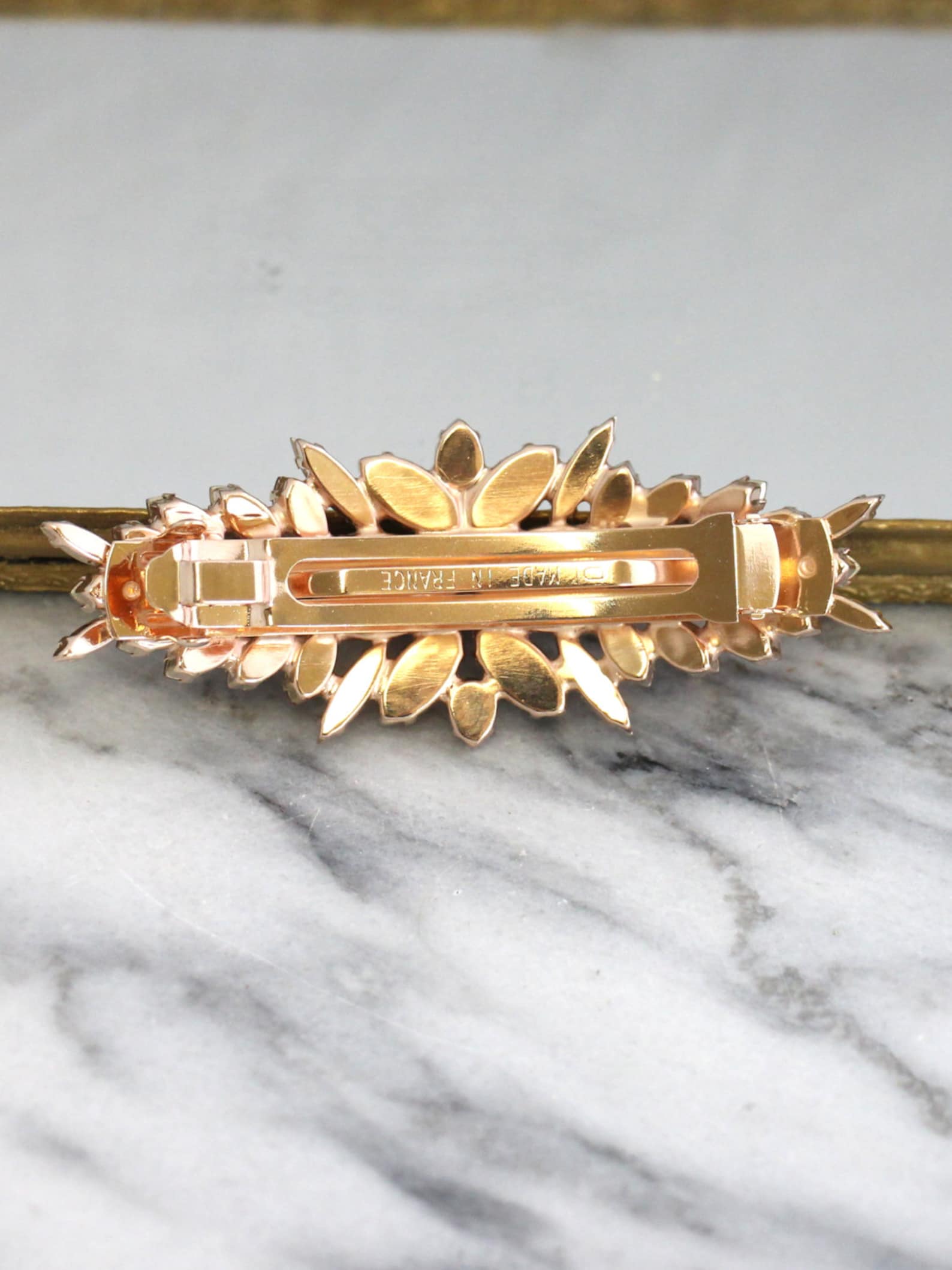 Bridal Barrette Rose Gold Hair Comb Champagne Barrette Etsy