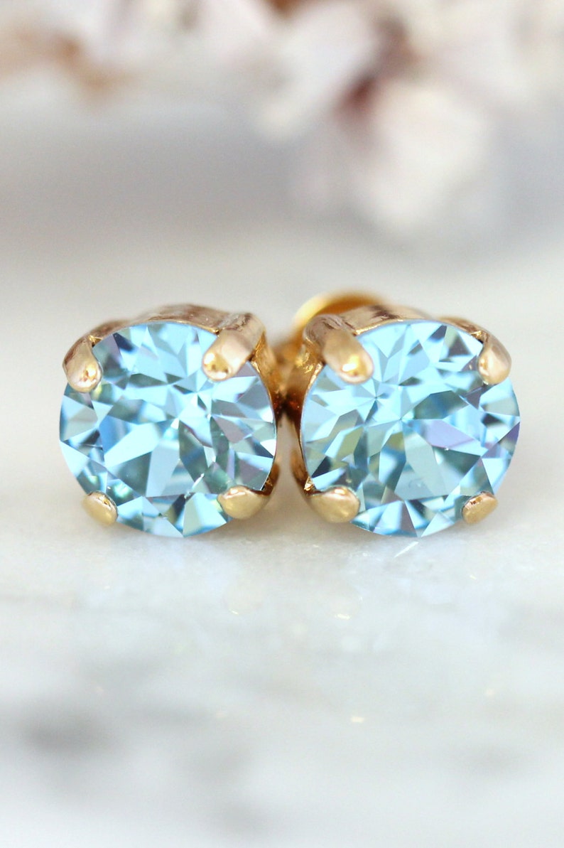 Aquamarine EarringsAquamarine Stud Earrings Swarovski Etsy