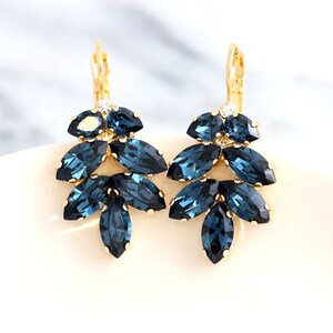 Blue Navy Bridal Earrings, Navy Blue Drop Earrings, Blue Earrings, Sapphire Drop Earrings, Bridesmaids Earrings, Dark Blue Drop Earrings image 3