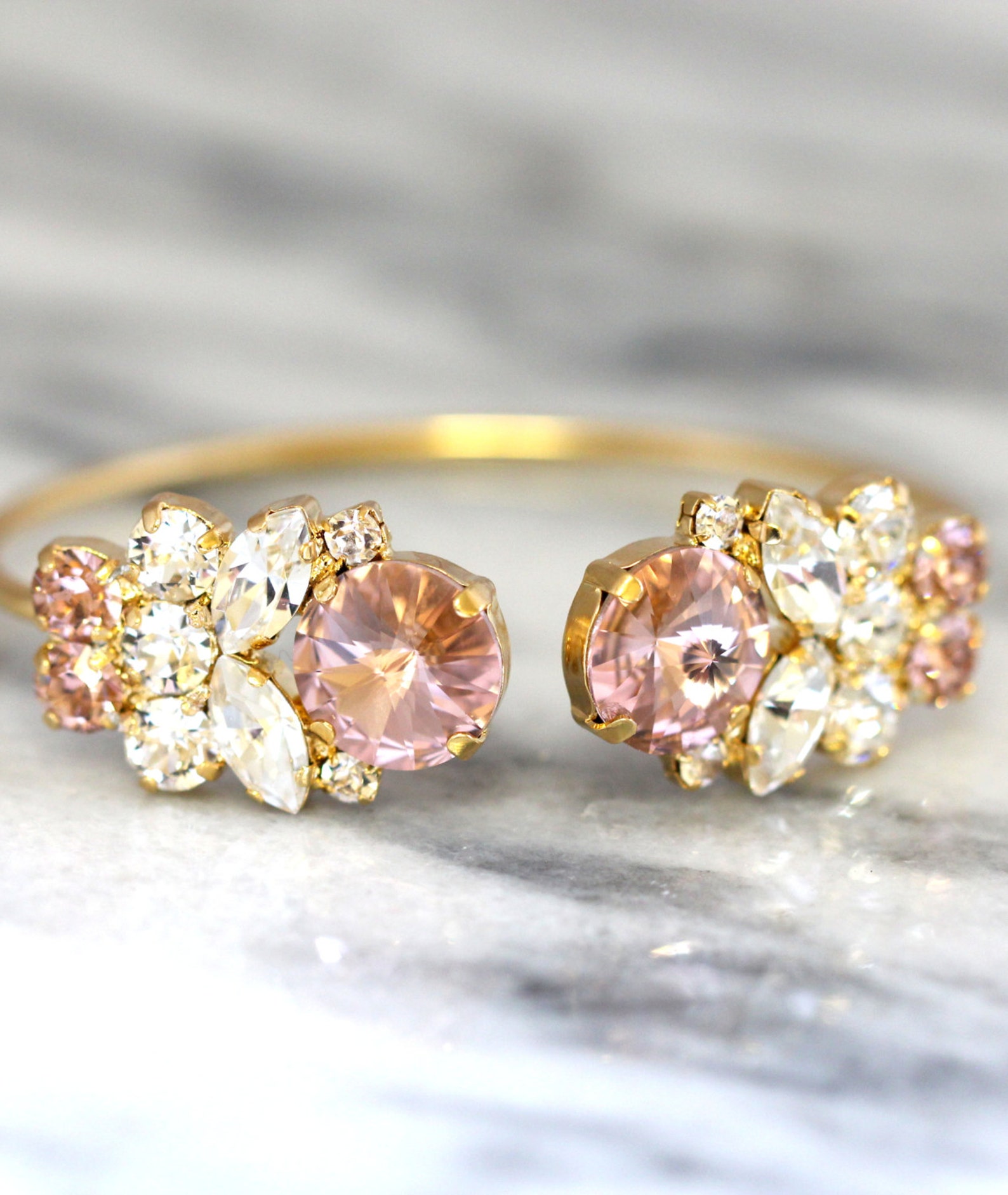 Blush Braceletswarovski Bridal Blush Braceletbridal Rose Etsy Australia
