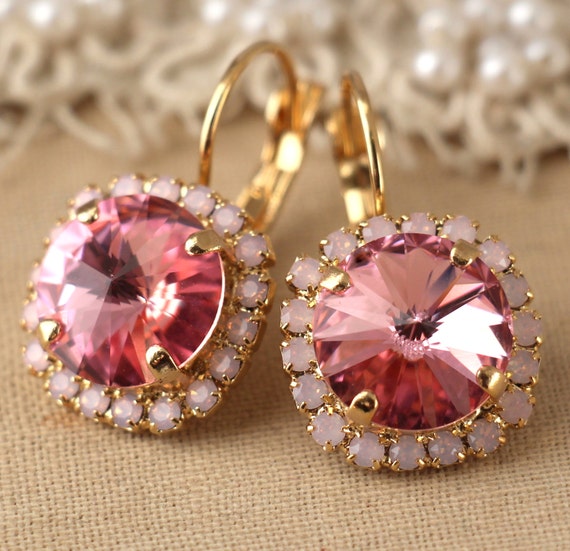New Fashion Colorful Crystal Stud Earrings for Women Vintage Design Sweet  Crystal Flower Big Earrings Bijoux Party Jewelry Gifts