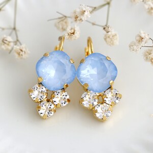 Powder Blue Earrings, Powder Blue Drop Crystal Earrings, Bridal Blue Earrings, Light Blue Crystal Earrings, Sky Blue Bridal Drop Earrings image 4