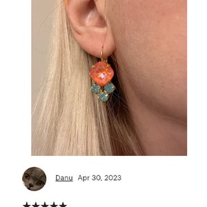 Tangerine Earrings, Coral Mint Earrings, Persimmon Earrings, Orange Green Earrings, Tangerine Drop Earrings, Bridal Earrings, Gift For Her image 9