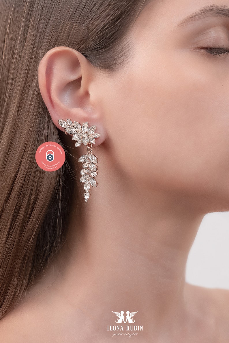 Climbing Earrings Bridal Ear Climbing Earrings Gold Crystal Etsy