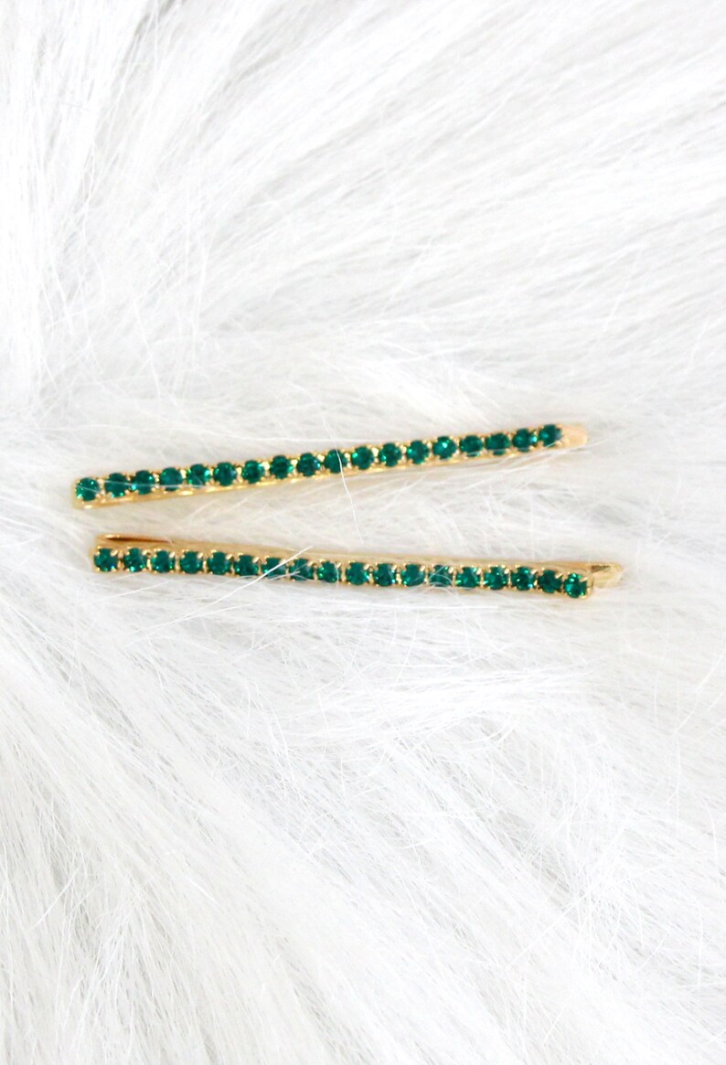 Bridal Hair Pin Bridal Emerald Bobby Pin Emerald Bobby Pins Etsy