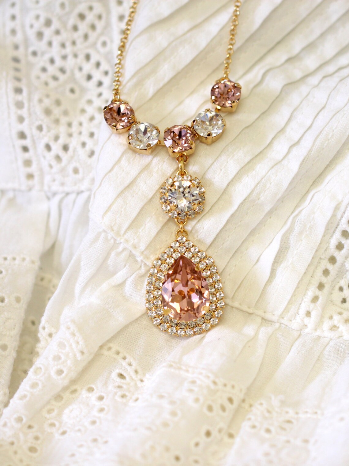 Blush Necklace Bridal Necklace Bridal Blush Necklace Blush Etsy Israel