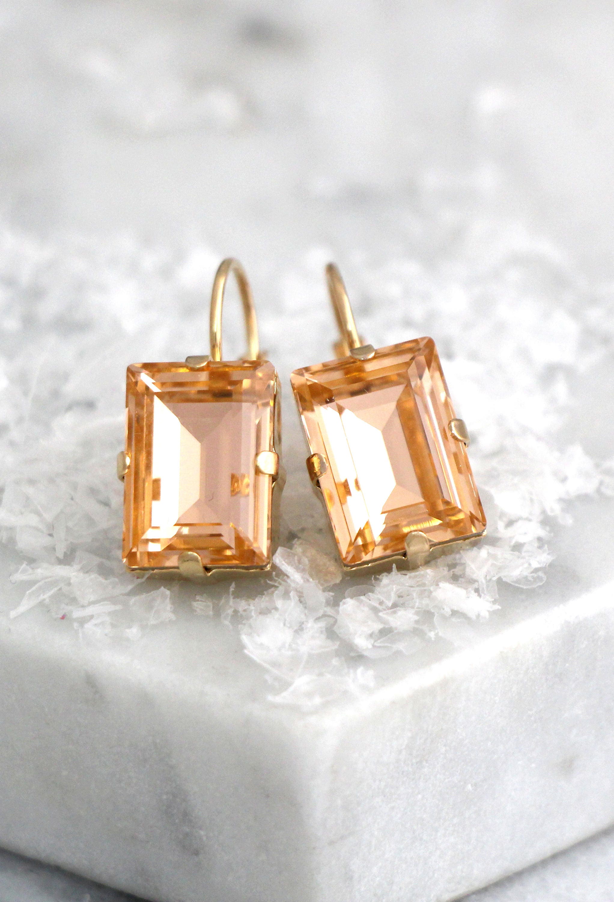 Peach Earrings Peach Drop Earrings Bridal Peach Dangle Etsy