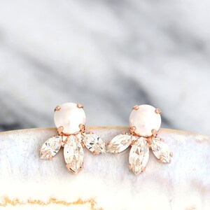 Bridal Pearl Earrings, Bridal Crystal Pearl Earrings, Bridesmaids Pearl Earrings, Bridal Crystal Pearl Earrings, Gift For Her, Pearl Jewelry image 7