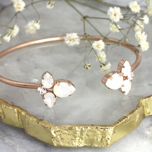 Opal Bracelet, Bridal Opal Bracelet, White Opal Cuff Bracelet, Bridal Cuff White Opal Crystal Bracelet, Bridesmaids Bracelets, Gift For Her