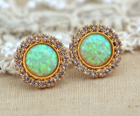 Items similar to Opal Stud Earrings,Fire Opal Earrings,Opal Stud ...