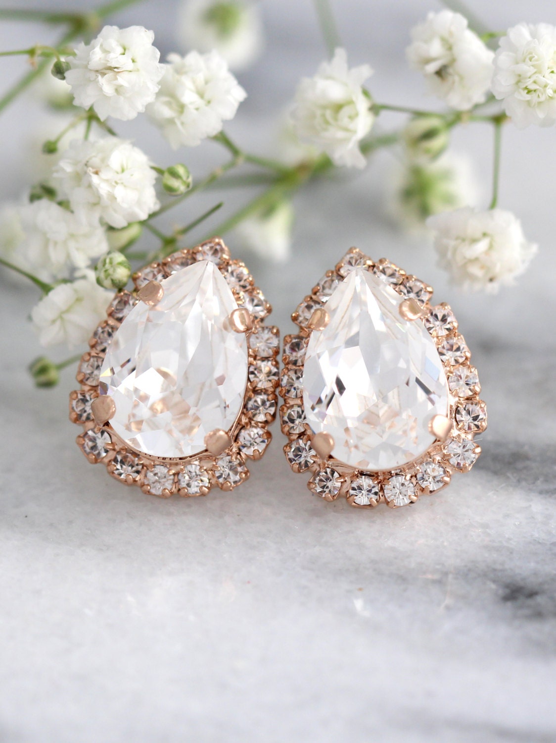 Bridal wedding earrings Bridal Teardrop Earrings Bridesmaids | Etsy