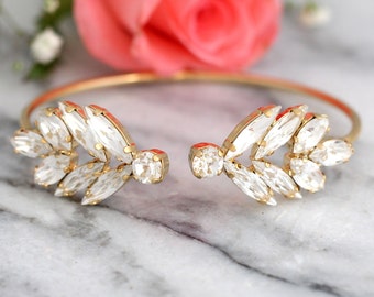 Bridal Wedding Bracelet, Clear Crystal Bridal Bracelet, Bridal Cuff Bracelet ,Bridesmaids Jewelry, Bridal Cuff Bracelet, Open cuff Bracelet.