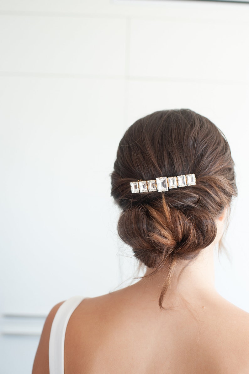 Bridal Barrette Crystal Bridal Hair Accessories Emerald Cut Etsy — free download