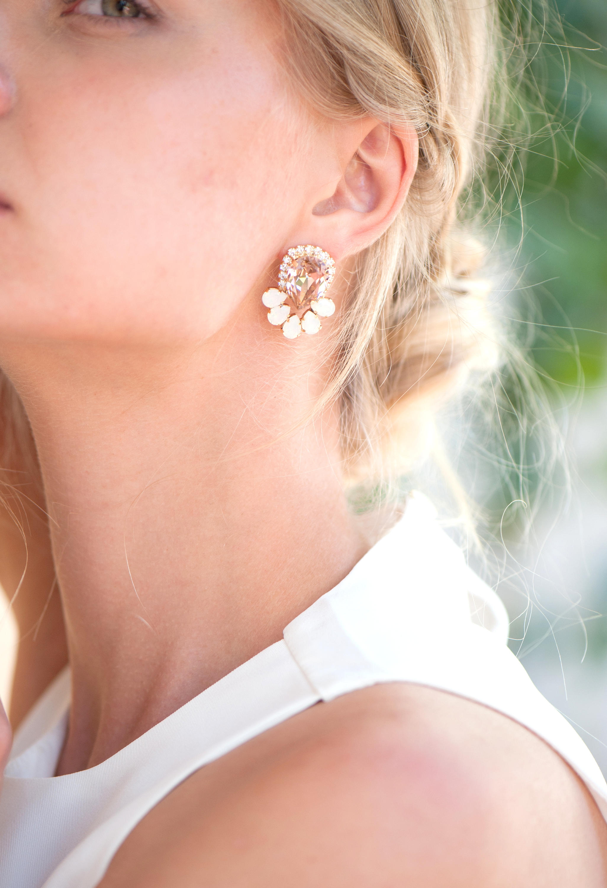 Blush Pink Earrings Bridal Blush Earrings Swarovski Crystal Etsy