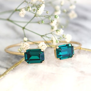 Green Emerald Bracelet, Emerald Crystal Bracelet, Octagon Emerald Crystal Bracelet, Bridal Emerald Bracelet, Bridal Green Crystal Bracelet