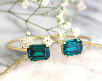 Green Emerald Bracelet, Emerald Crystal Bracelet, Octagon Emerald Crystal Bracelet, Bridal Emerald Bracelet, Bridal Green Crystal Bracelet