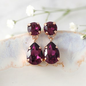 Mulberry Crystal Chandelier Earrings, Bridal Plum Purple Chandelier Earrings, Bridesmaids Earrings, Drop Earrings, Gift For Her image 3