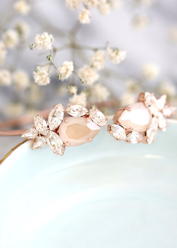 Bridal Bracelet Ivory Bracelet Rose Gold Bracelet Ivory Crystal