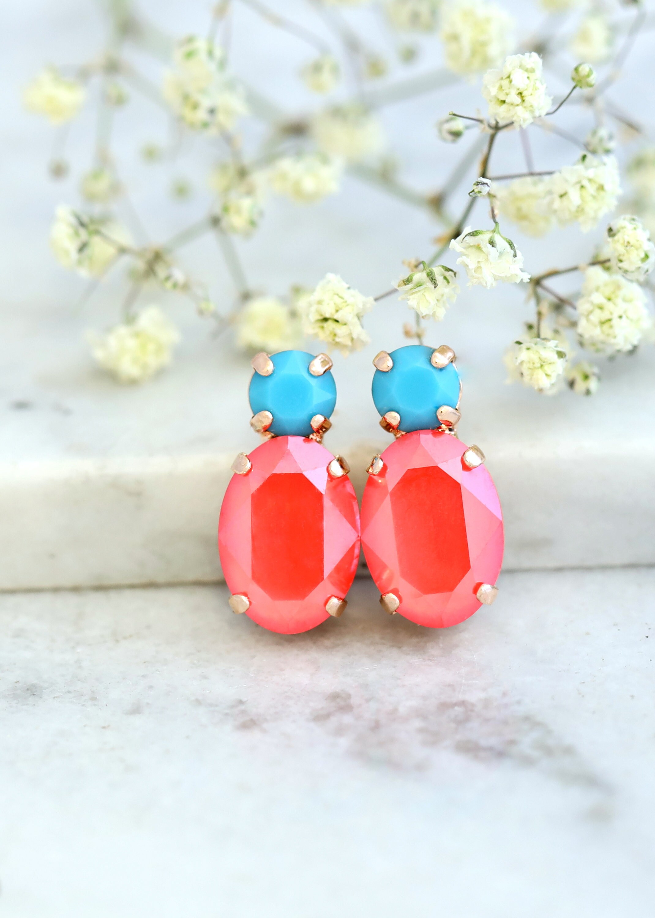 Neon coral best sale earrings