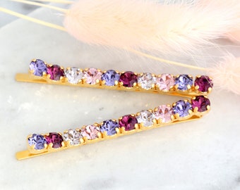 Bridal Hair Pin, Purple Bridal Bobby Pin, Purple Bobby Pins, Wedding Hair Jewelry, Crystal Purple Bridal Hair Jewelry, Purple Wedding