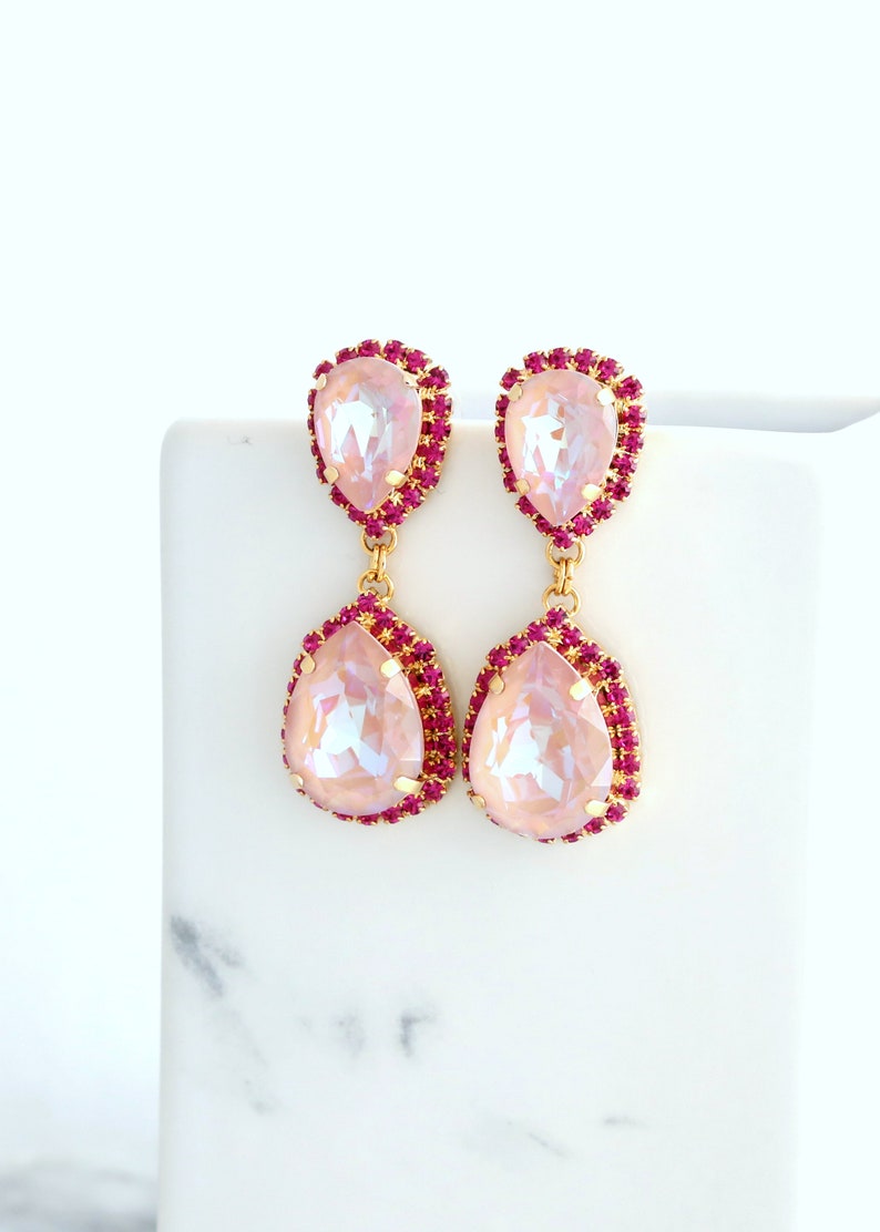 Pink Earrings, Pink Chandelier Earrings, Dusty Pink Chandelier Earrings, Dusty Pink Drop Earrings, Bridal Pink Earrings, Pink Drop Earrings image 5