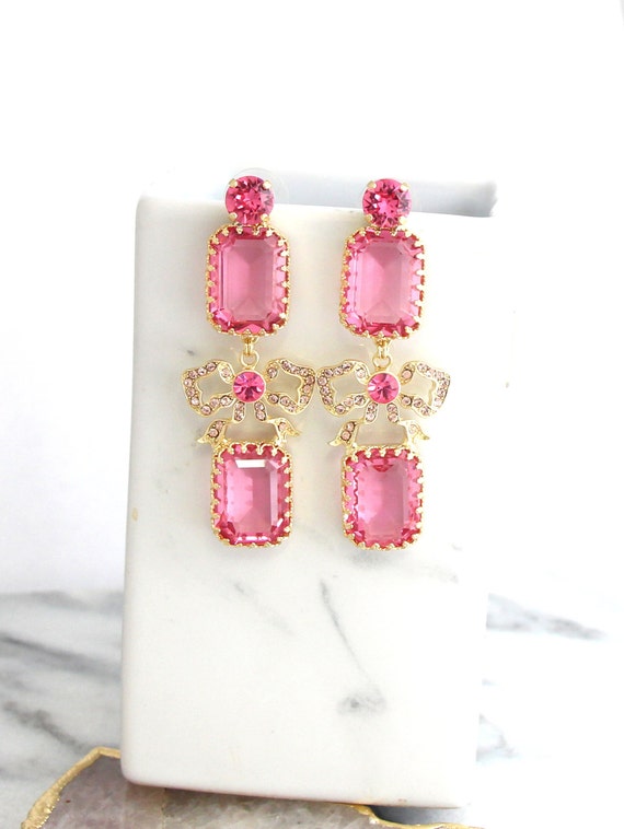 Pink chandelier deals earrings