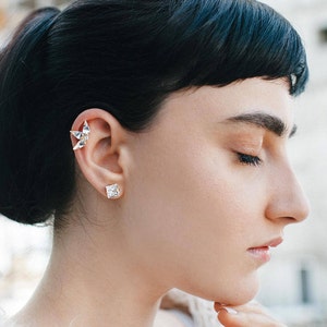 Helix Earrings, Bridal Helix Earring, Crystal Helix Earring, Gold Ear Cuff, Cartilage Earring, Crystal Ear Climber Earring, Cartilage Stud