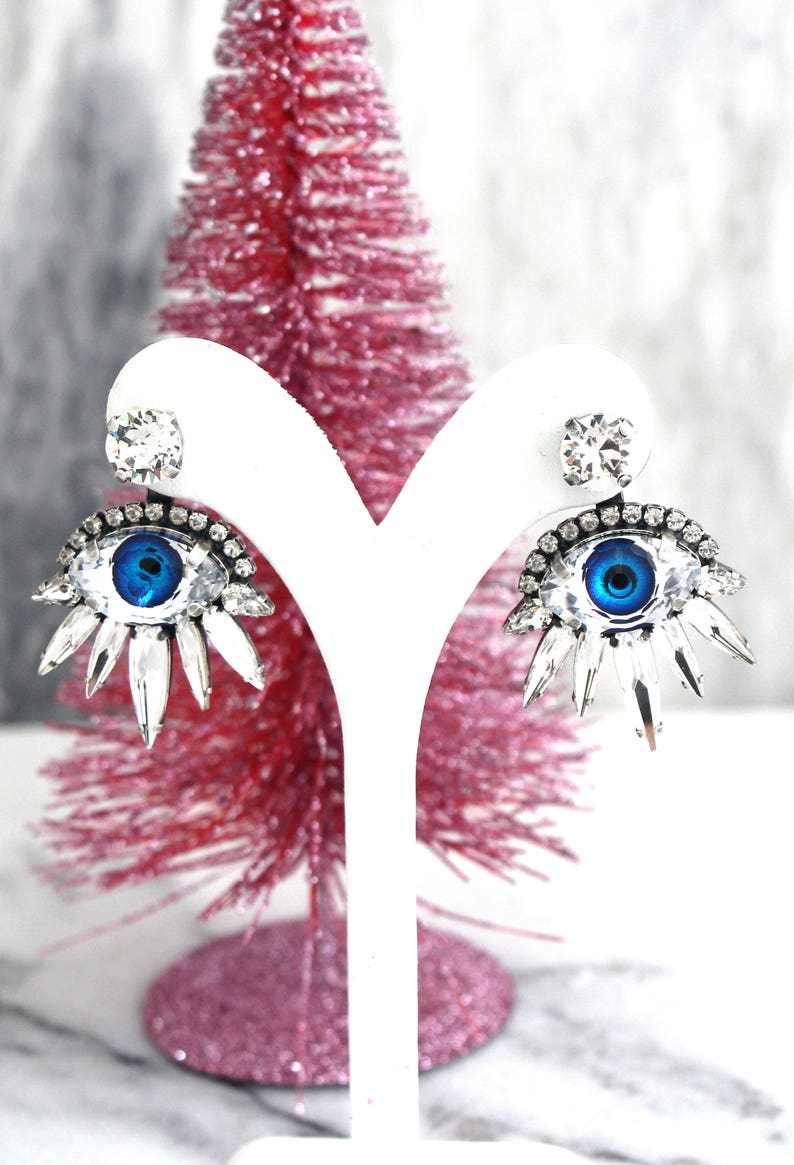 Eye Earrings Evil Eye Earrings Ear Jacket Ear Jacket Etsy