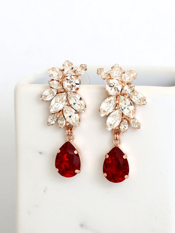 Kundan And Red Long Passa Bridal Earrings  Curio Cottage