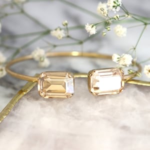 Cuff Bracelet, Champagne Cuff Bracelet, Bridal Gold Crystal Bracelet, Bridesmaids Gifts, Topaz Cuff Bracelet, Octagon Champagne Bracelet