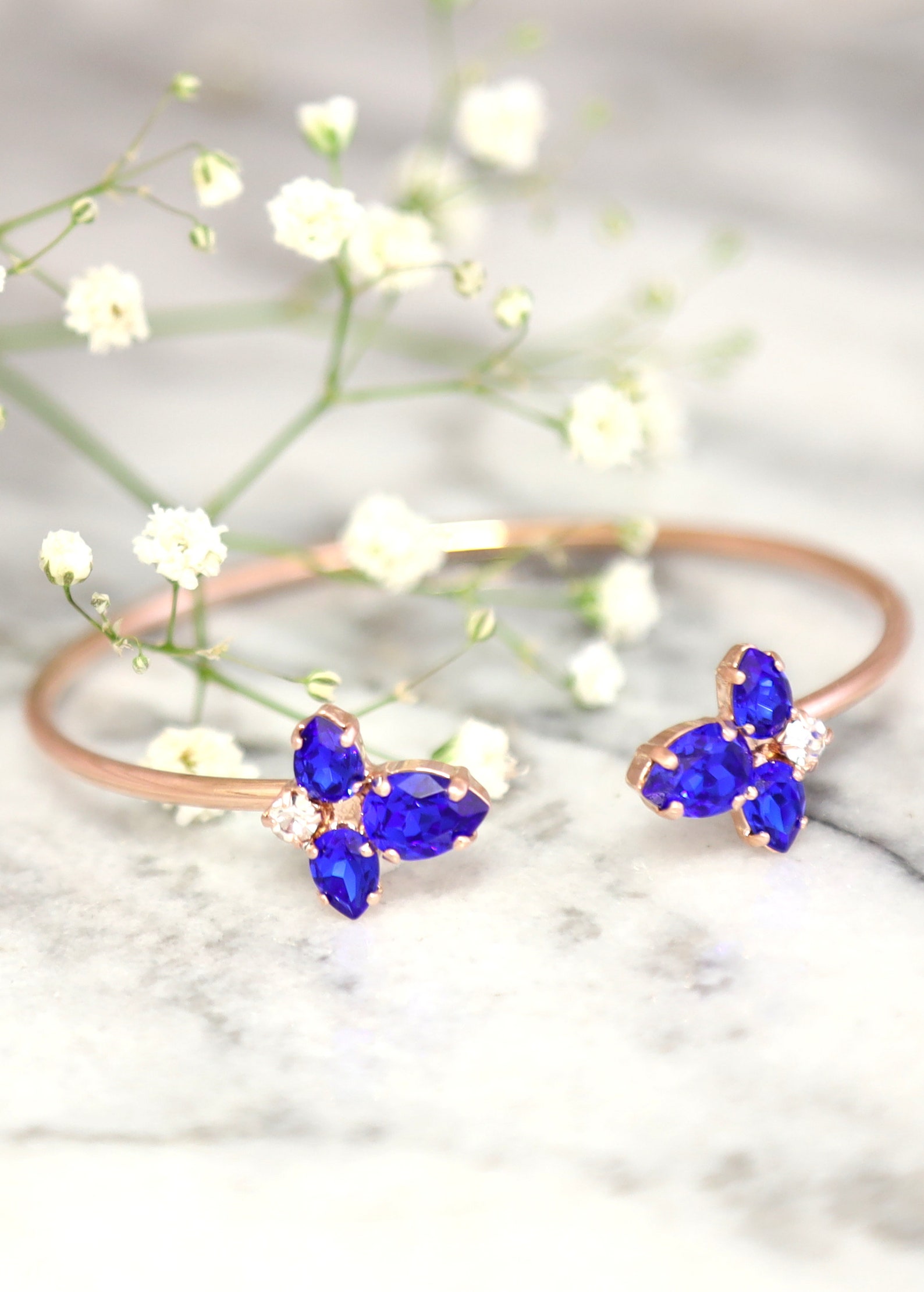 Blue Cuff Bracelet Sapphire Blue Bracelet Royal Blue Crystal Etsy