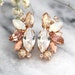 Rose Gold Champagne Cluster Earrings, Blush Bridal Earrings,Bridal Rose Gold Earrings, Bridesmaids Earrings, White Opal Champagne Studs 