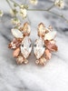 Rose Gold Champagne Cluster Earrings, Blush Bridal Earrings,Bridal Rose Gold Earrings, Bridesmaids Earrings, White Opal Champagne Studs 