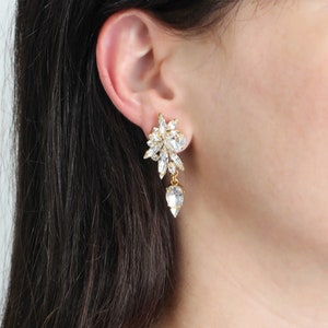 Bridal Crystal Earrings, Chandelier Earrings, Bridal Clear Crystal Drop Earrings, Clear Crystal Dangle Earrings, Gift For Her image 3
