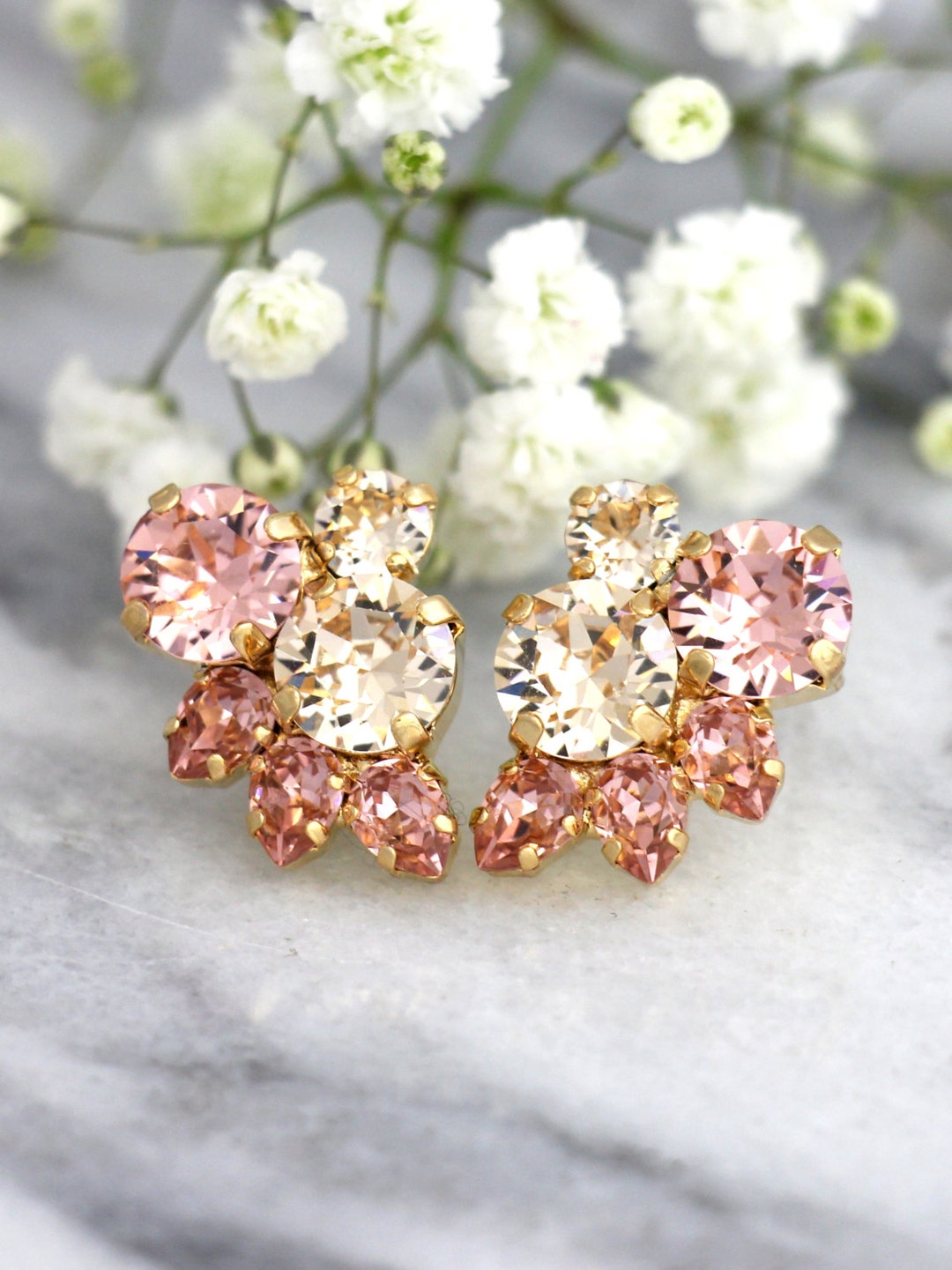 Blush Earrings, Bridesmaids Blush Earrings, Bridal Blush Pink Stud