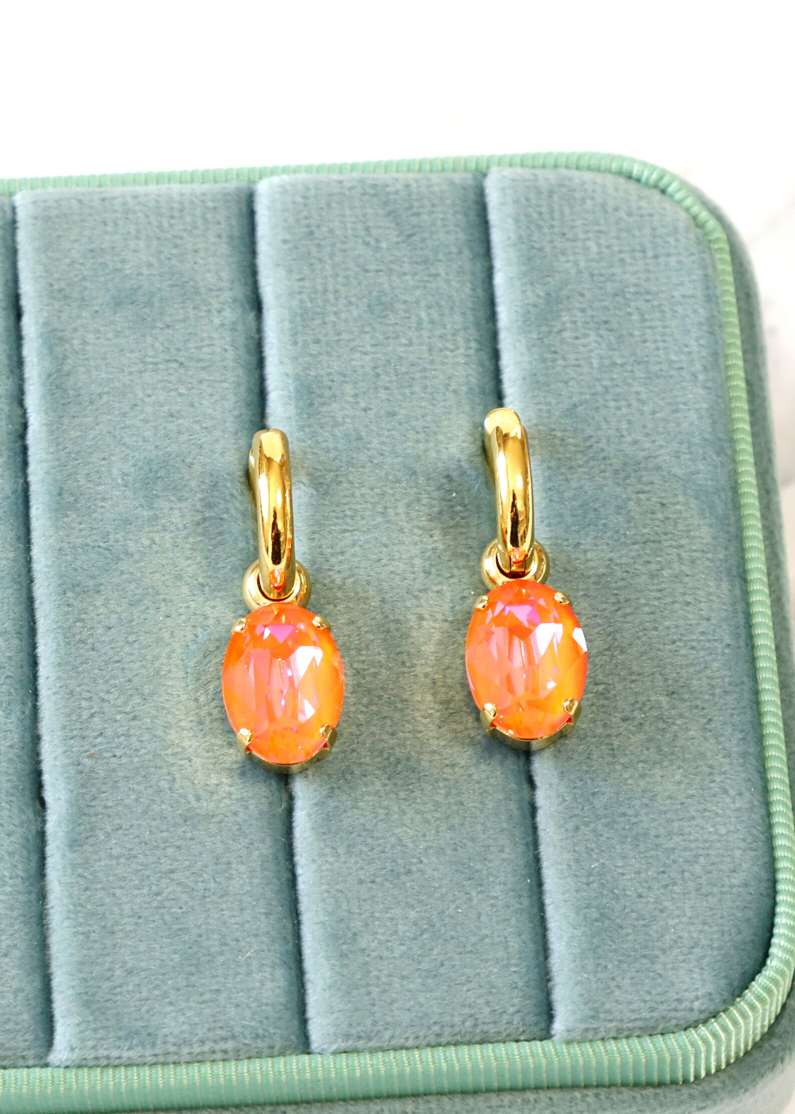Orange Drop Earrings Orange Crystal Earrings Burnt Orange Etsy