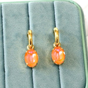Orange Drop Earrings, Orange Crystal Earrings, Burnt Orange Stud Earrings, Bridal Crystal Earrings, Gift for her, Orange Drop Earrings image 3
