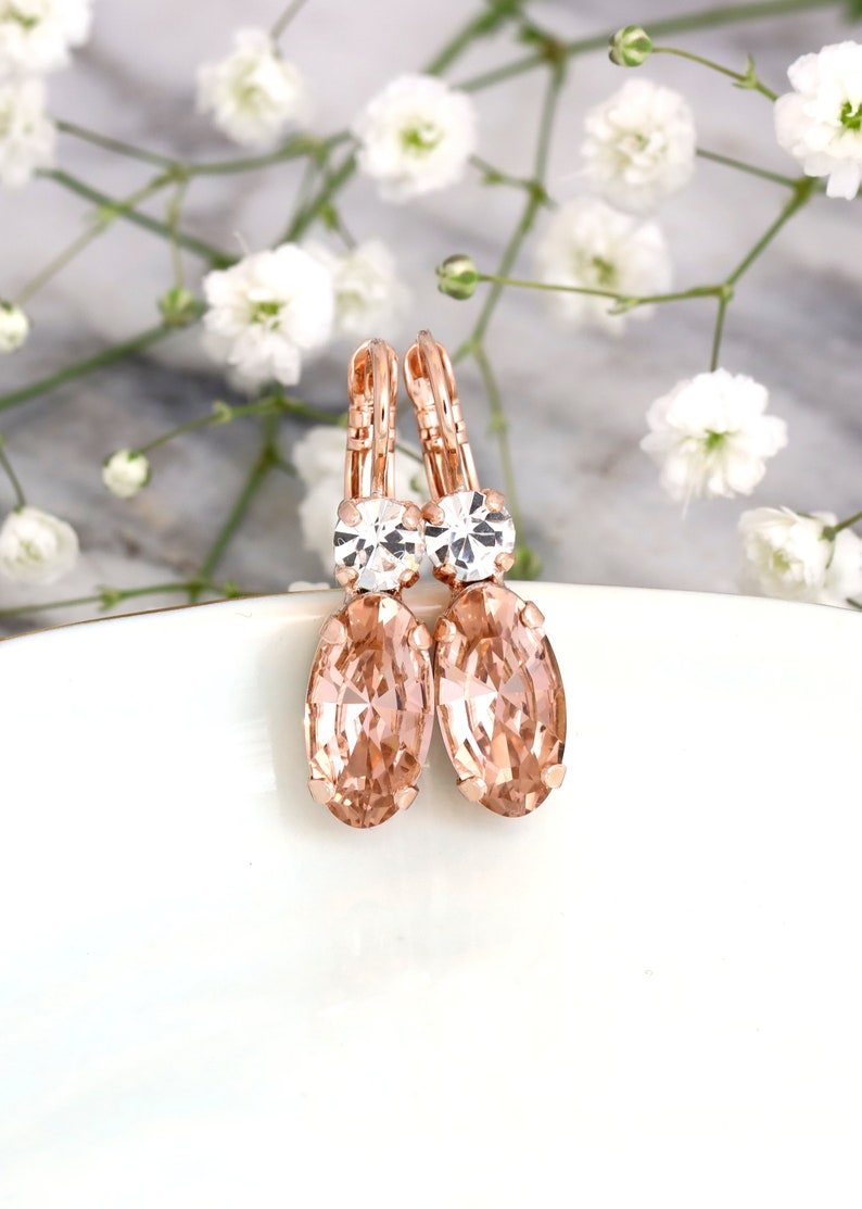 Blush Drop Earrings Bridal Blush Drop Earrings Etsy
