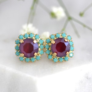 Burgundy Earrings, Dark Red Earrings, Burgundy Stud Earrings, Gift for her, Maroon Stud Earrings, Red Earrings, Bridesmaids Earrings