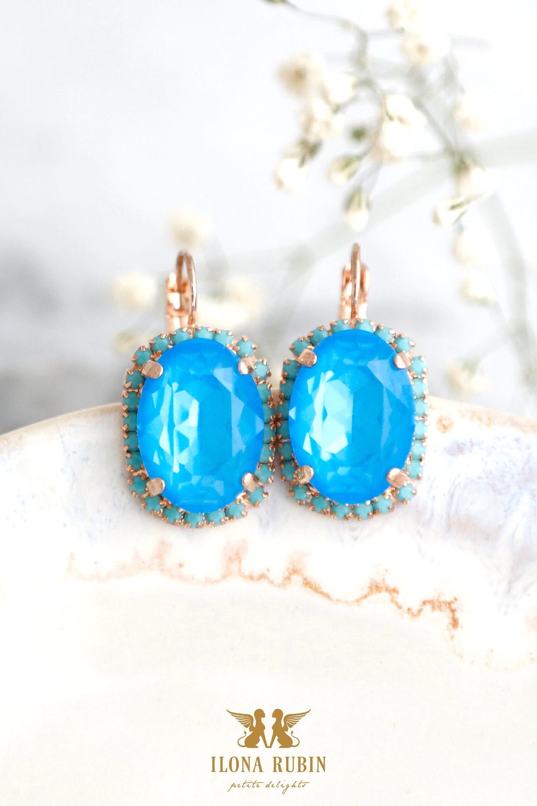 Boucles D'oreilles Femme Cristal Clair Et Strass Bleu - Port Jour & Soirée - Neuf Avec étiquettes